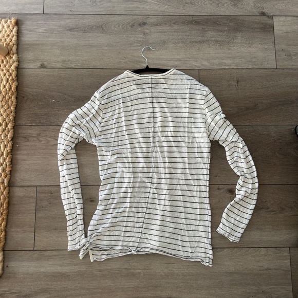 Rag & Bone White and Black Striped Linen Long Sleeve Shirt - Picture 5 of 5